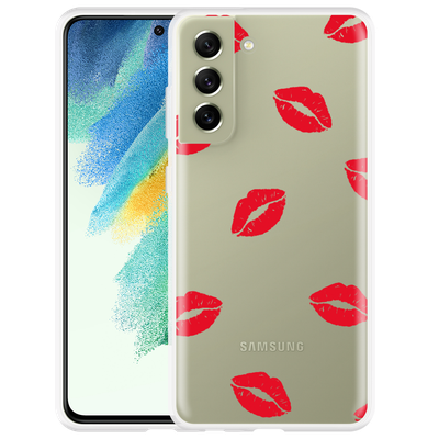 Cazy Hoesje geschikt voor Samsung Galaxy S21 FE - Red Kisses