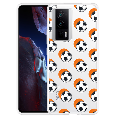 Cazy Hoesje geschikt voor Poco F5 Pro Soccer Ball Orange