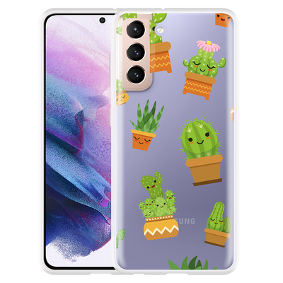 Cazy Hoesje geschikt voor Samsung Galaxy S21 - Happy Cactus