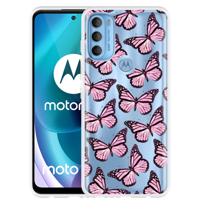Cazy Hoesje geschikt voor Motorola Moto G71 - Roze Vlinders