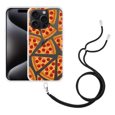 Cazy Hoesje met koord geschikt voor iPhone 15 Pro Pizza Party