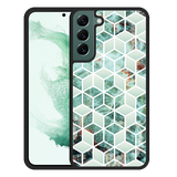 Hardcase hoesje geschikt voor Samsung Galaxy S22+ - Groen Hexagon Marmer