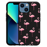 Hoesje Zwart geschikt voor iPhone 13 Mini - Flamingo