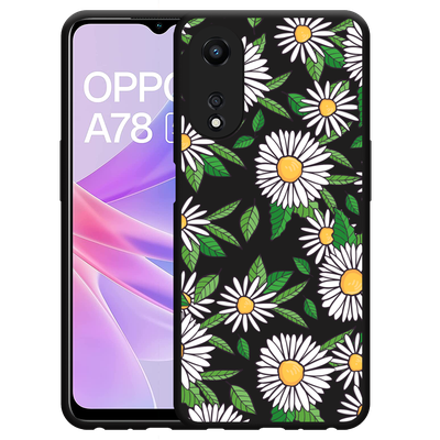 Cazy Hoesje Zwart geschikt voor Oppo A78 5G Madeliefjes