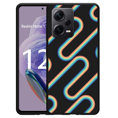 Cazy Hoesje Zwart geschikt voor Xiaomi Redmi Note 12 Pro+ 5G Retro Regenboog II