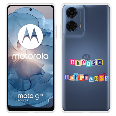 Cazy Hoesje geschikt voor Motorola Moto G04/G04s/G24/G24 Power Choose Happiness