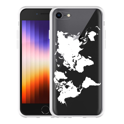 Cazy Hoesje geschikt voor iPhone SE 2022 - World Map