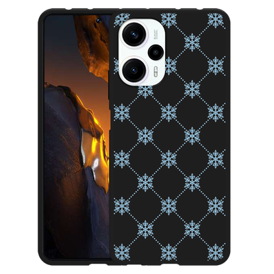 Cazy Hoesje Zwart geschikt voor Poco F5 Snowflake Pattern