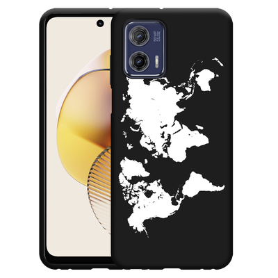 Cazy Hoesje Zwart geschikt voor Motorola Moto G73 World Map