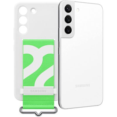 Samsung Galaxy S22 Hoesje - Samsung Silicone Cover met Strap - Wit