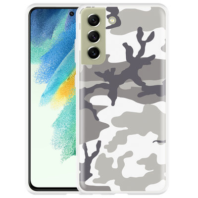 Cazy Hoesje geschikt voor Samsung Galaxy S21 FE - Camouflage Grey