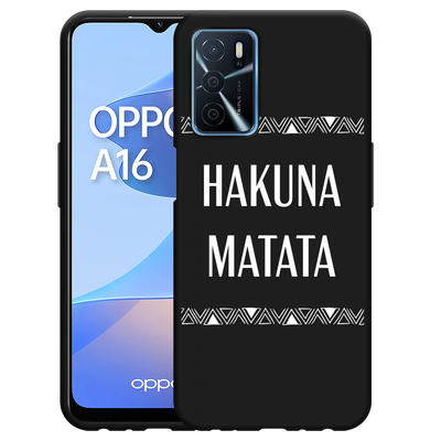 Cazy Hoesje Zwart geschikt voor Oppo A16/A16s - Hakuna Matata white