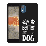 Hoesje Zwart geschikt voor Nokia C02 Life Is Better With a Dog Wit