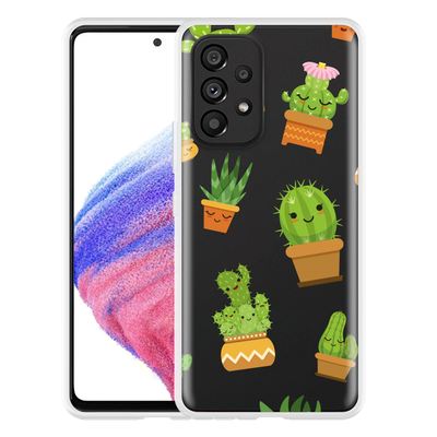 Cazy Hoesje geschikt voor Samsung Galaxy A53 - Happy Cactus