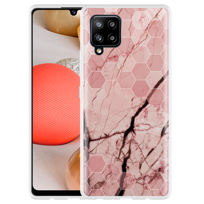 Cazy Hoesje geschikt voor Samsung Galaxy A42 - Pink Marble