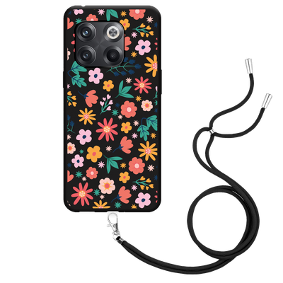 Cazy Hoesje met Koord Zwart geschikt voor OnePlus 10T - Always have flowers