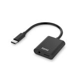 Hama 2-in-1 Audio/Laadadapter - USB-C naar 3,5mm/USB-C Adapter - 8cm - Zwart
