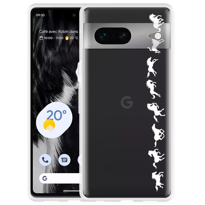 Cazy Hoesje geschikt voor Google Pixel 7 - Horses in Motion wit