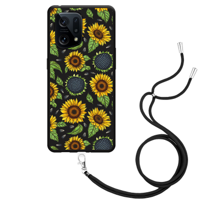 Cazy Hoesje met Koord Zwart geschikt voor Oppo Find X5 - Sunflowers
