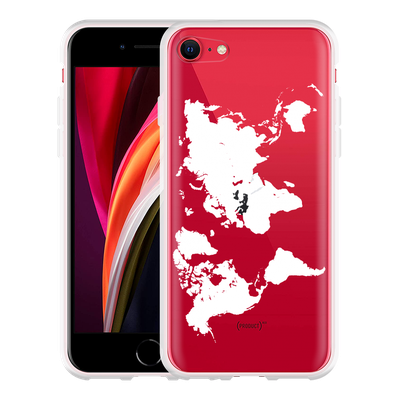 Cazy Hoesje geschikt voor iPhone SE 2020 - World Map