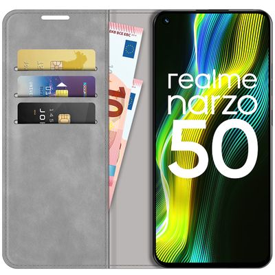 Cazy Wallet Magnetic Hoesje geschikt voor Realme Narzo 50 - Grijs