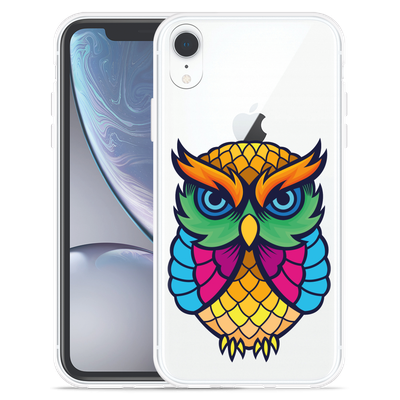 Cazy Hoesje geschikt voor iPhone Xr - Colorful Owl Artwork