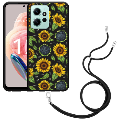 Cazy Hoesje met koord geschikt voor Xiaomi Redmi Note 12 4G Sunflowers