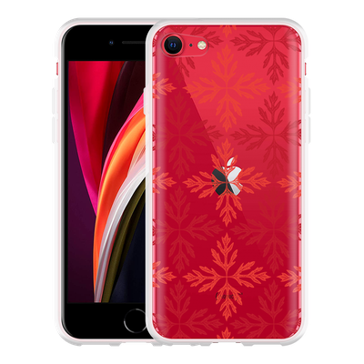 Cazy Hoesje geschikt voor iPhone SE 2020 - Red Leaves Pattern