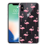Hoesje geschikt voor iPhone X - Flamingo