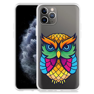 Cazy Hoesje geschikt voor iPhone 11 Pro - Colorful Owl Artwork