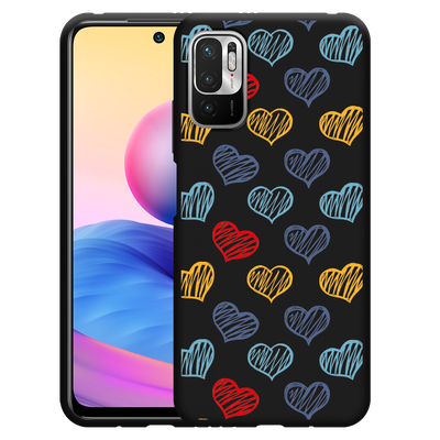 Cazy Hoesje Zwart geschikt voor Xiaomi Redmi Note 10 5G - Doodle hearts