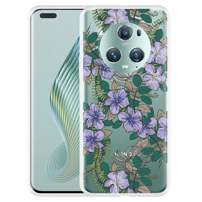 Cazy Hoesje geschikt voor Honor Magic5 Pro Purple Flowers