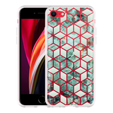 Hoesje geschikt voor iPhone SE 2020 - Groen Hexagon Marmer