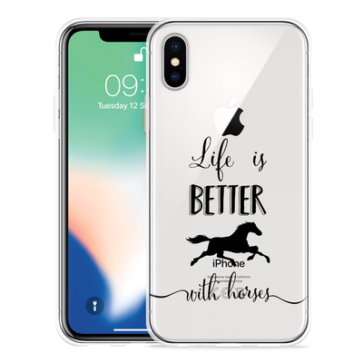 Cazy Hoesje geschikt voor iPhone Xs - Life is Better with Horses