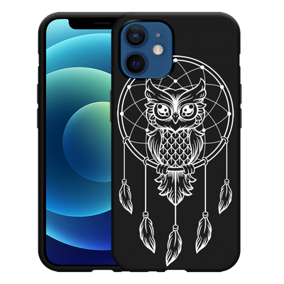 Cazy Hoesje Zwart geschikt voor iPhone 12/12 Pro - Dream Owl Mandala