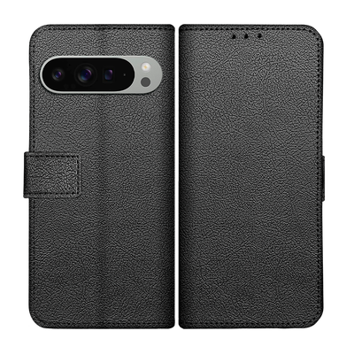 Cazy Hoesje geschikt voor Google Pixel 9 Pro XL - Bookcase Classic met Pasjeshouder - Zwart