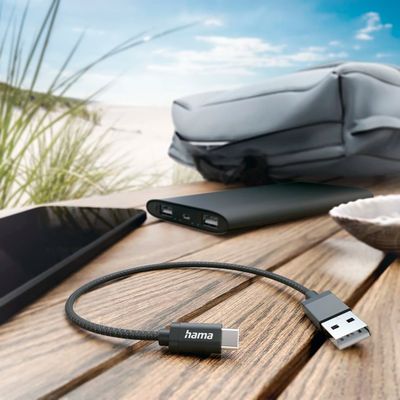 Hama USB-A naar USB-C kabel - 20cm - Zwart