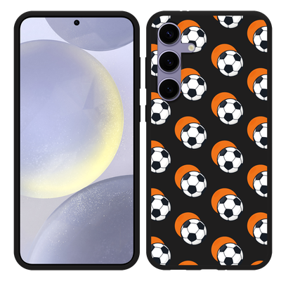 Cazy Hoesje Zwart geschikt voor Samsung Galaxy S24+ Soccer Ball Orange