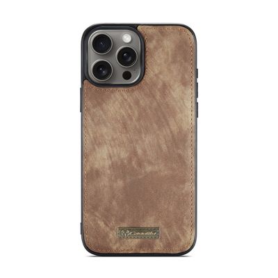 Caseme Hoesje geschikt voor iPhone 16 Pro - Luxe Leren Portemonnee Hoesje - Bruin