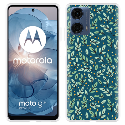 Cazy Hoesje geschikt voor Motorola Moto G04/G04s/G24/G24 Power Blaadjespatroon