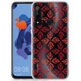 Cazy Hoesje geschikt voor Huawei P20 Lite 2019 - Red Leaves Pattern