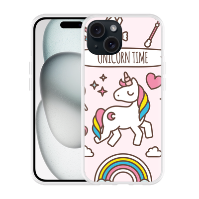 Cazy Hoesje geschikt voor iPhone 15 Unicorn Time