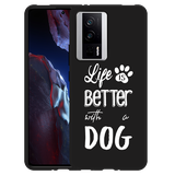 Hoesje Zwart geschikt voor Poco F5 Pro Life Is Better With a Dog Wit