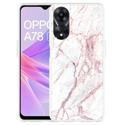 Cazy Hoesje geschikt voor Oppo A78 5G White Pink Marble