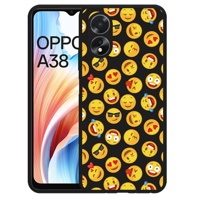 Cazy Hoesje Zwart geschikt voor Oppo A38 Emoji