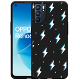 Hoesje Zwart geschikt voor Oppo Reno6 5G - Bliksemschichten