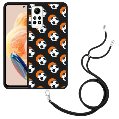 Cazy Hoesje met koord Zwart geschikt voor Xiaomi Redmi Note 12 Pro 4G Soccer Ball Orange