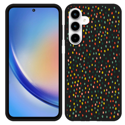 Cazy Hoesje Zwart geschikt voor Samsung Galaxy A35 Happy Dots