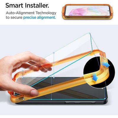 Spigen Screenprotector geschikt voor Samsung Galaxy A35 - Tempered Glas met Montage 2 stuks - Transparant