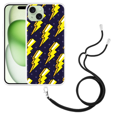 Cazy Hoesje met koord geschikt voor iPhone 15 Plus Pop Art Lightning